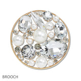 108722, PEARL RHINESTONE ROUND EVENING BROOCH PIN