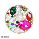108722, PEARL RHINESTONE ROUND EVENING BROOCH PIN