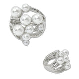 108395, PEARL ACCENT HAMMERED METAL STRETCH RING