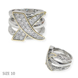 107228, 14K GOLD PLATED X ACCENT CUBIC ZIRCONIA DESIGNER INSPIRED RING