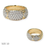 107229, 14K GOLD PLATED, PAVE CUBIC ZIRCONIA CLOVER DESIGNER INSPIRED RING