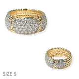 107229, 14K GOLD PLATED, PAVE CUBIC ZIRCONIA CLOVER DESIGNER INSPIRED RING