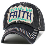 108556, WALK BY FAITH EMBROIDERED VINTAGE BASEBALL CAP