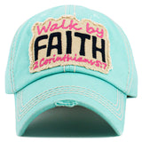 108556, WALK BY FAITH EMBROIDERED VINTAGE BASEBALL CAP