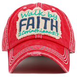 108556, WALK BY FAITH EMBROIDERED VINTAGE BASEBALL CAP