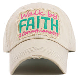 108556, WALK BY FAITH EMBROIDERED VINTAGE BASEBALL CAP
