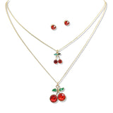 107443, CHERRY CHARM DOUBLE LAYERED NECKLACE