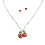 107442, CHERRY PAVE CRYSTAL RHINESTONE PENDANT NECKLACE