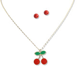 107441, MINI CHERRY ENAMEL PENDANT NECKLACE
