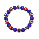 107966, AMERICAN FLAG BLING FIREBALL BEADED STRETCH BRACELET