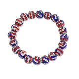 107966, AMERICAN FLAG BLING FIREBALL BEADED STRETCH BRACELET