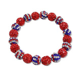 107966, AMERICAN FLAG BLING FIREBALL BEADED STRETCH BRACELET