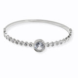 107376, ROUND CUBIC ZIRCONIA ACCENT STAINLESS STEEL BRACELET