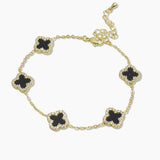 107436, PAVE CRYSTAL RHINESTONE ACCENT CLOVER STATION BRACELET