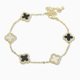 107436, PAVE CRYSTAL RHINESTONE ACCENT CLOVER STATION BRACELET