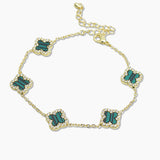 107436, PAVE CRYSTAL RHINESTONE ACCENT CLOVER STATION BRACELET