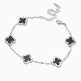 107436, PAVE CRYSTAL RHINESTONE ACCENT CLOVER STATION BRACELET