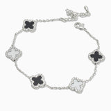107436, PAVE CRYSTAL RHINESTONE ACCENT CLOVER STATION BRACELET