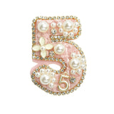 107673, NUMBER 5 LUXURY TWEED PEARL BROOCH PIN
