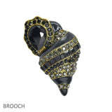 107672, SEASHELL CRYSTAL RHINESTONE BROOCH PIN