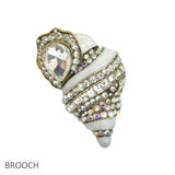 107672, SEASHELL CRYSTAL RHINESTONE BROOCH PIN