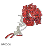 108343, ROSE FLOWER CRYSTAL EMBELLISHED BROOCH PIN