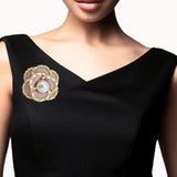 108347, PEARL ACCENT LUXURY ROSE FLOWER BROOCH PIN