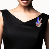 108346, AMERICAN FLAG PEACE SIGN RHINESTONE BROOCH PIN