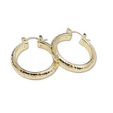 107865, 30MM HAMMERED TEXTURED ROUND HOOP EARRING