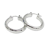107865, 30MM HAMMERED TEXTURED ROUND HOOP EARRING