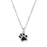 107874, GAME DAY PAW PAVE RHINESTONE ENAMEL STAINLESS STEEL PENDANT NECKLACE