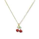 107573, MINI CHERRY CHARM STAINLESS STEEL PENDANT NECKLACE