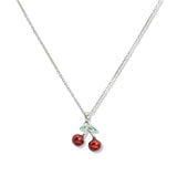 107573, MINI CHERRY CHARM STAINLESS STEEL PENDANT NECKLACE