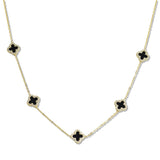 107435, PAVE CRYSTAL RHINESTONE ACCENT CLOVER STATION NECKLACE