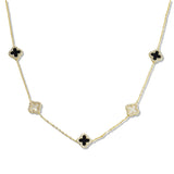 107435, PAVE CRYSTAL RHINESTONE ACCENT CLOVER STATION NECKLACE