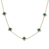 107435, PAVE CRYSTAL RHINESTONE ACCENT CLOVER STATION NECKLACE