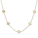 107435, PAVE CRYSTAL RHINESTONE ACCENT CLOVER STATION NECKLACE