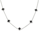 107435, PAVE CRYSTAL RHINESTONE ACCENT CLOVER STATION NECKLACE