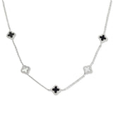 107435, PAVE CRYSTAL RHINESTONE ACCENT CLOVER STATION NECKLACE