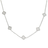 107435, PAVE CRYSTAL RHINESTONE ACCENT CLOVER STATION NECKLACE