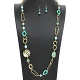107943, HAMMERED ROUND ACCENT WITH CELLULOID ACETATE LONG NECKLACE