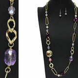 107943, HAMMERED ROUND ACCENT WITH CELLULOID ACETATE LONG NECKLACE