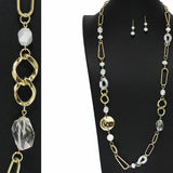 107943, HAMMERED ROUND ACCENT WITH CELLULOID ACETATE LONG NECKLACE