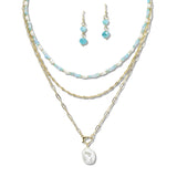 107936, FRESHWATER PEARL GLASS BEAD MULTI LAYERED NECKLACE