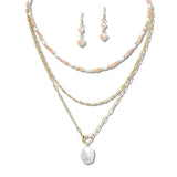 107936, FRESHWATER PEARL GLASS BEAD MULTI LAYERED NECKLACE