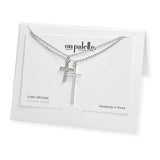 107268, CROSS CUBIC ZIRCONIA ACCENT DOUBLE LAYERED NECKLACE