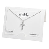 107265, DAINTY CROSS PAVE CUBIC ZIRCONIA NECKLACE