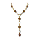 Water Resistant Elegant Baroque Pearl Station Y Necklace – Worn Gold/Tortoise · NK10107TOR NK10107TOR
