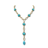 Water Resistant Elegant Baroque Pearl Station Y Necklace – Worn Gold/Turquoise · NK10107VGTQ NK10107VGTQ