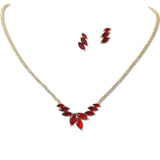 108499, MARQUISE CUBIC ZIRCONIA ACCENT CRYSTAL RHINESTONE NECKLACE SET